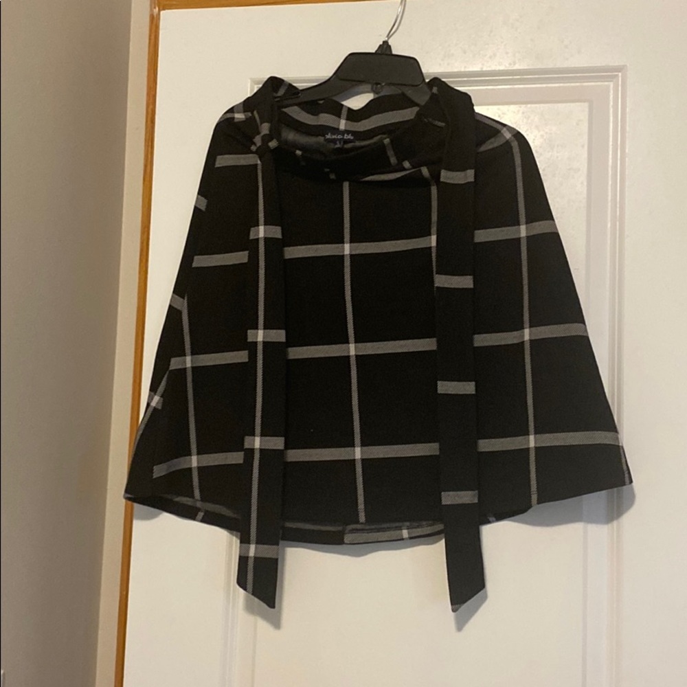 Black and White Belted A Line Flared Skirt